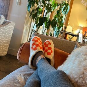 MIA Orange and White Checkered Cozi Slippers size 10